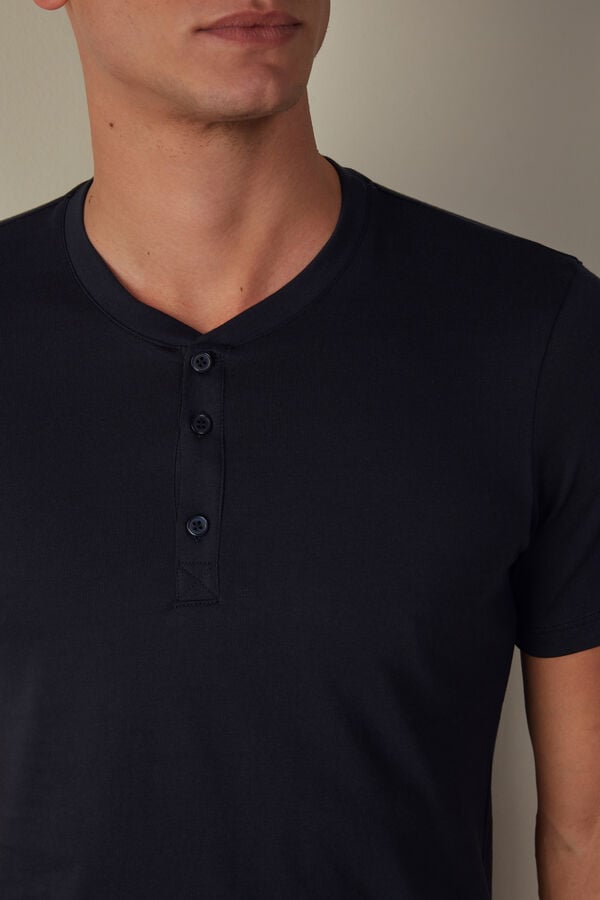 Intimssimi Short-Sleeved Supima® Cotton Shirt Black | TSGPQ13972