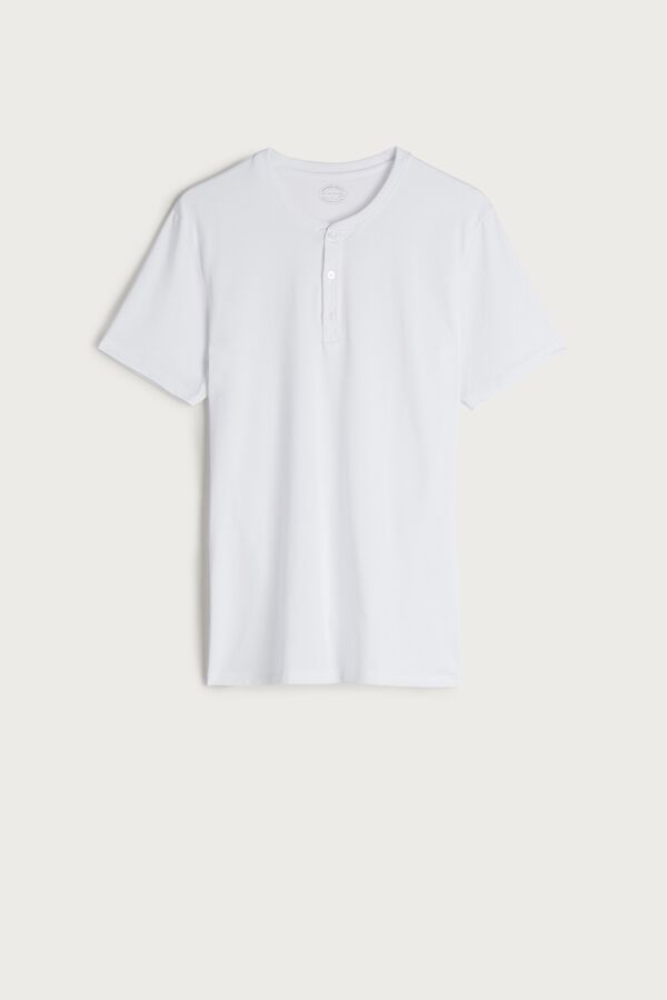 Intimssimi Short-Sleeved Supima® Cotton Shirt White | TSGWZ86505