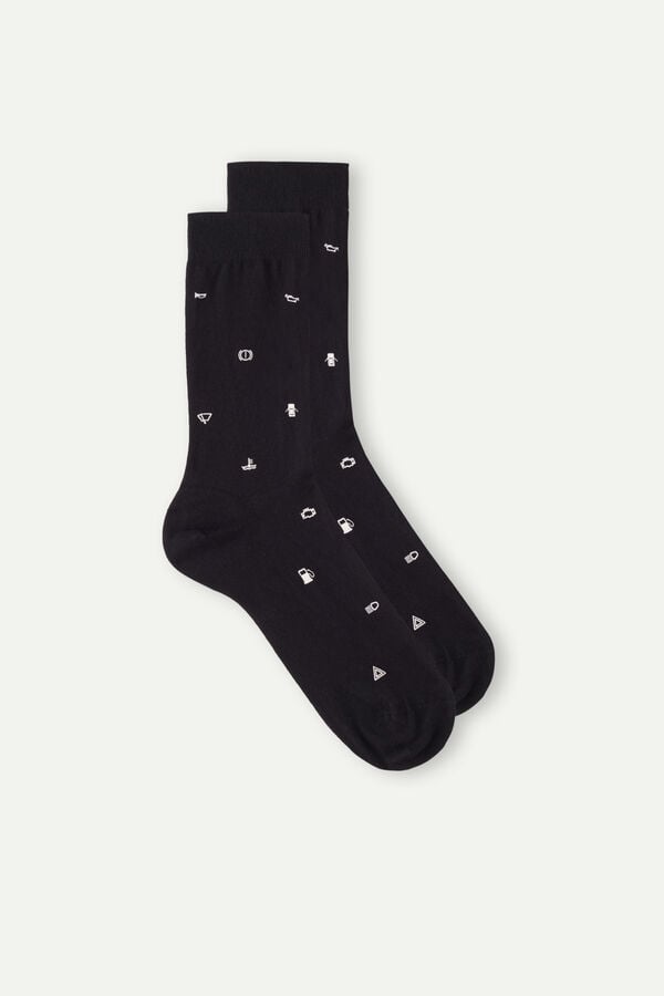 Intimssimi Short Socks in Patterned Cotton Black | ESGHC11797