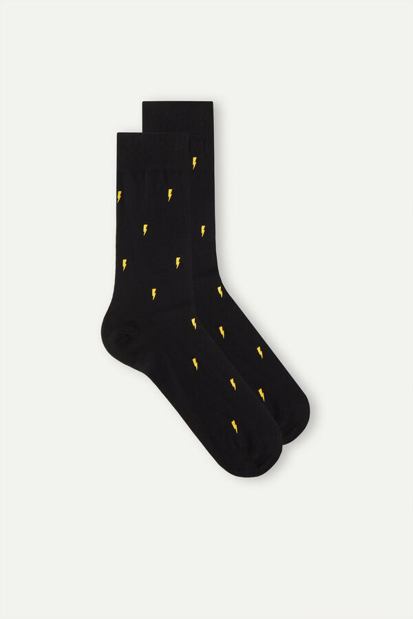 Intimssimi Short Socks in Patterned Cotton Black | SGXMI14203