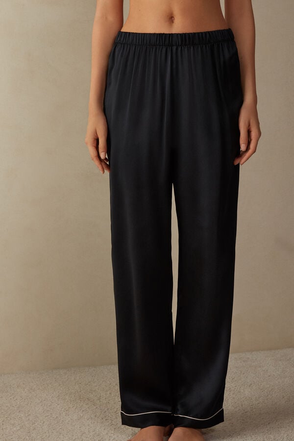 Intimssimi Silk Satin Pajama Pants Black | SGEGJ20296