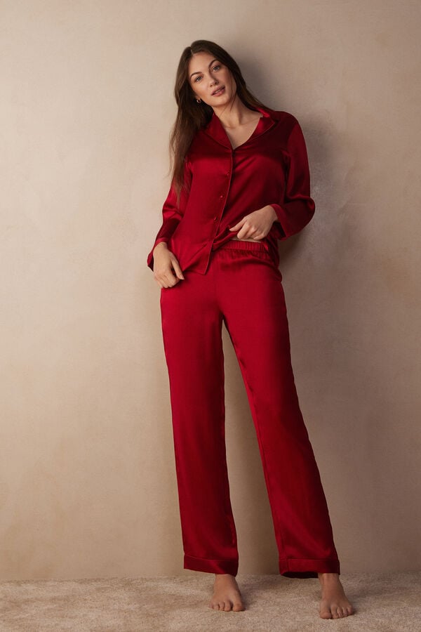 Intimssimi Silk Satin Pajama Pants Red | SGZDE12909