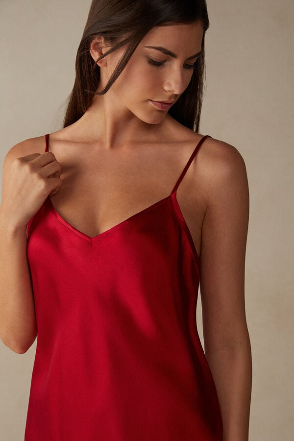 Intimssimi Silk Satin Top with V-neckline Red | YSGGT16348