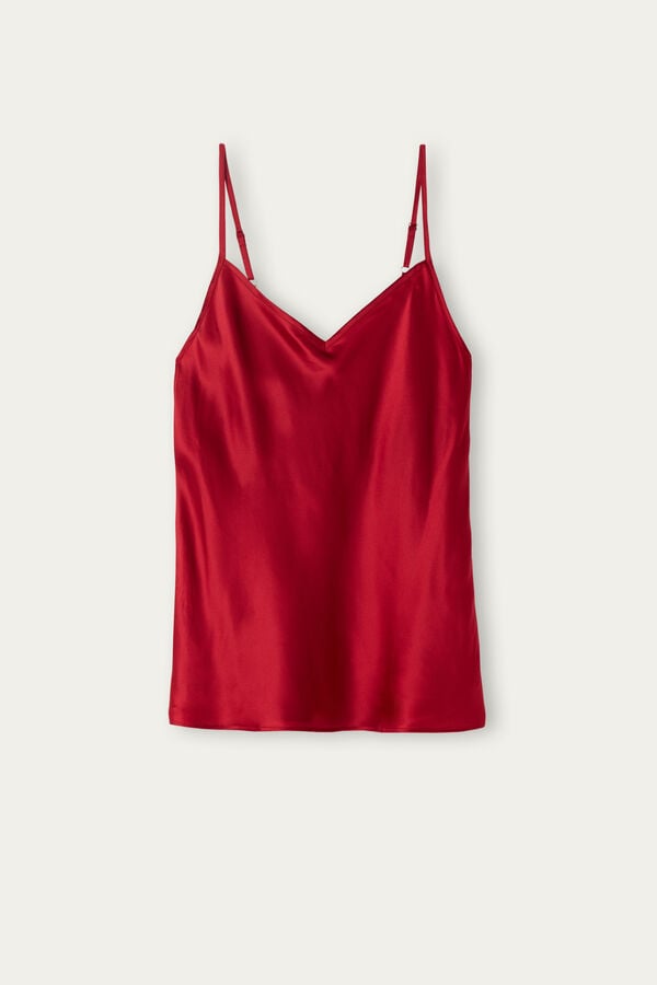 Intimssimi Silk Satin Top with V-neckline Red | YSGGT16348