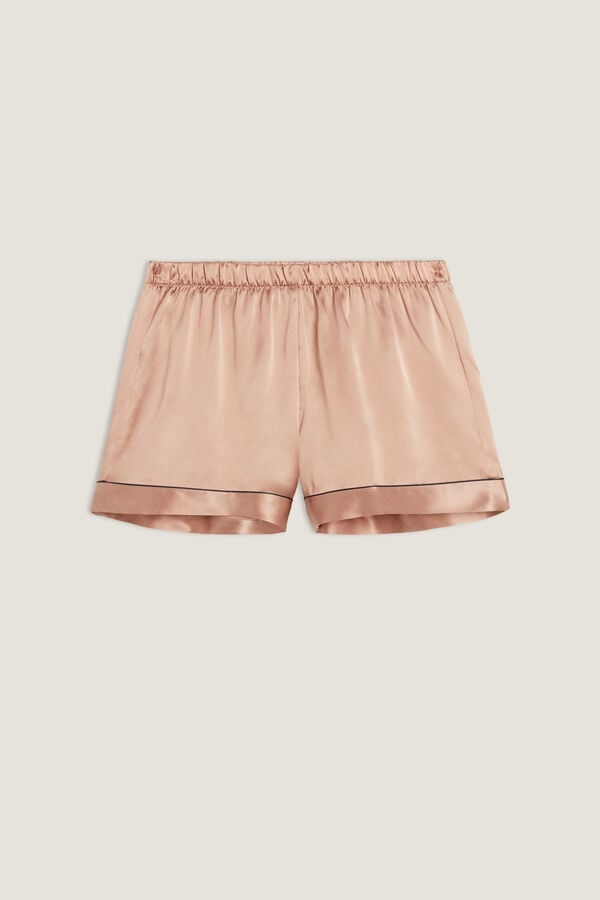 Intimssimi Silk Shorts with Contrast Trim Natural | LSGSX16621