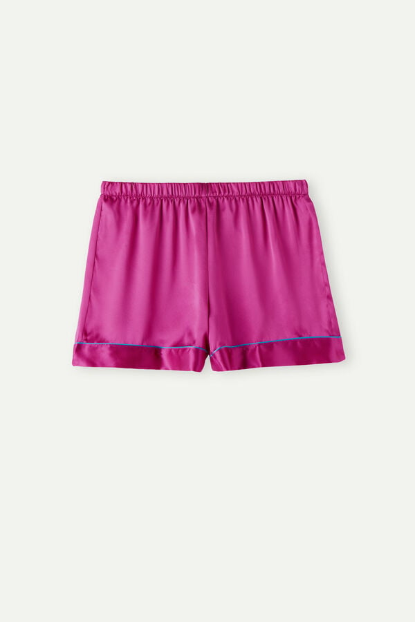 Intimssimi Silk Shorts with Contrast Trim Pink | XSGGW81870