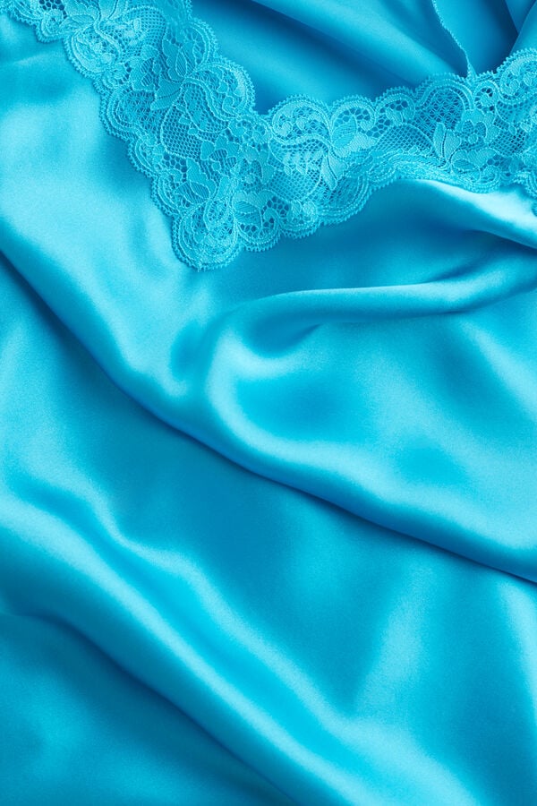 Intimssimi Silk Slip with Lace Insert Detail Blue | SGZDE17263