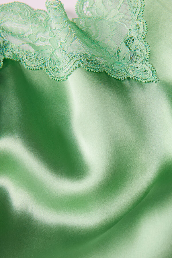 Intimssimi Silk Slip with Lace Insert Detail Green | ZSGMJ55999