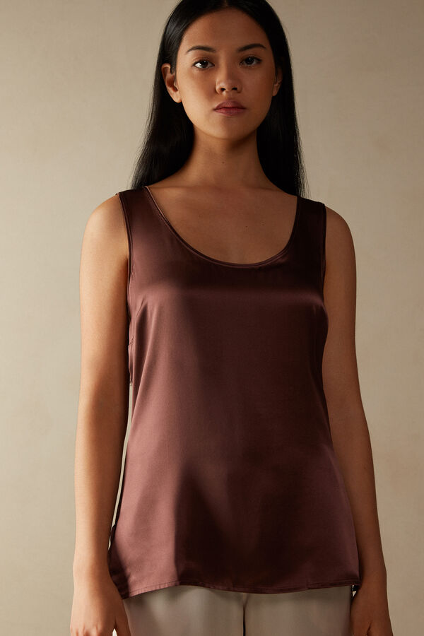 Intimssimi Silk and Modal Tank Top Brown | SGNEJ65964