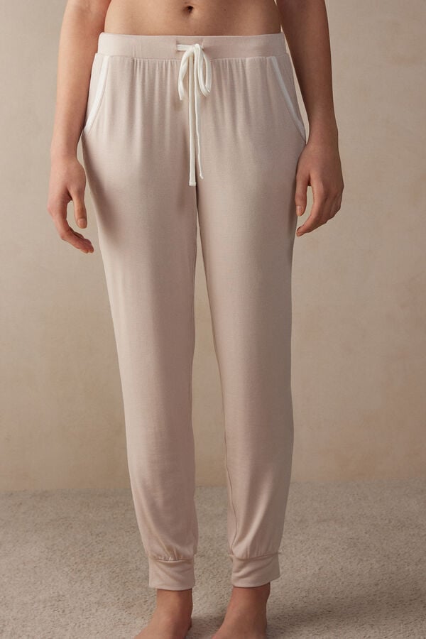 Intimssimi Simple Elegance Full Length Jogger Pants in Modal Pale Pink | TSGWZ21822