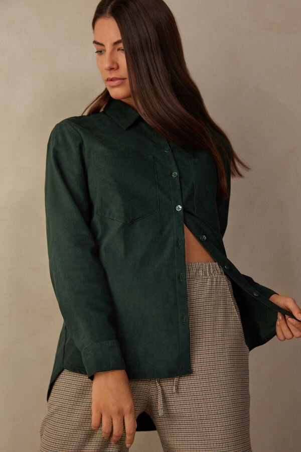 Intimssimi Slow and Cozy Velvet Shirt Green | SGJBT63364