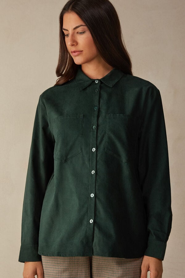 Intimssimi Slow and Cozy Velvet Shirt Green | SGJBT63364