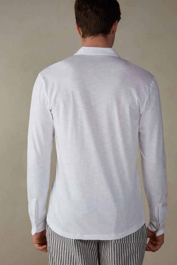 Intimssimi Slub Cotton Long Sleeve Shirt White | QSGWA62270