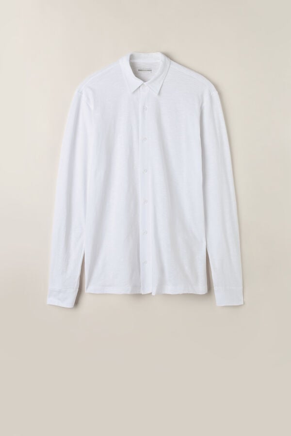 Intimssimi Slub Cotton Long Sleeve Shirt White | QSGWA62270