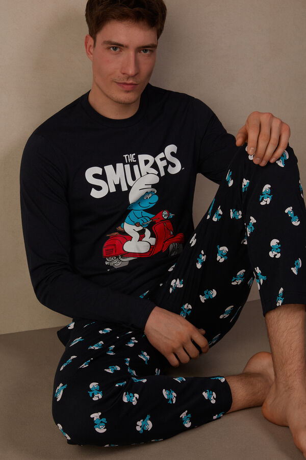 Intimssimi Smurfs Full Length Cotton Pajamas Blue | SGQAV70196