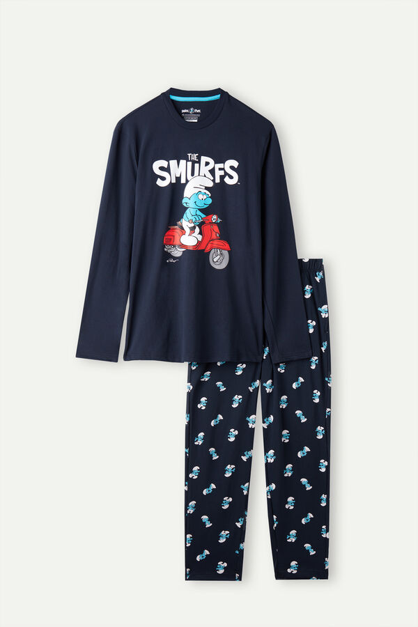 Intimssimi Smurfs Full Length Cotton Pajamas Blue | SGQAV70196