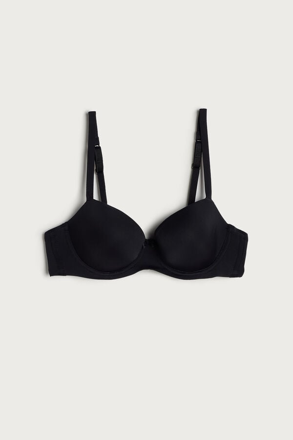 Intimssimi Sofia Microfiber Padded Balconette Bra Black | SGJKU10267