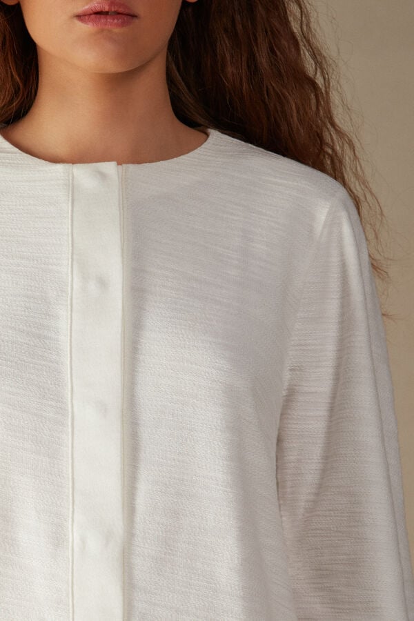 Intimssimi Soft Dreams Long Sleeve Button-Up Shirt White | SGZDE77182