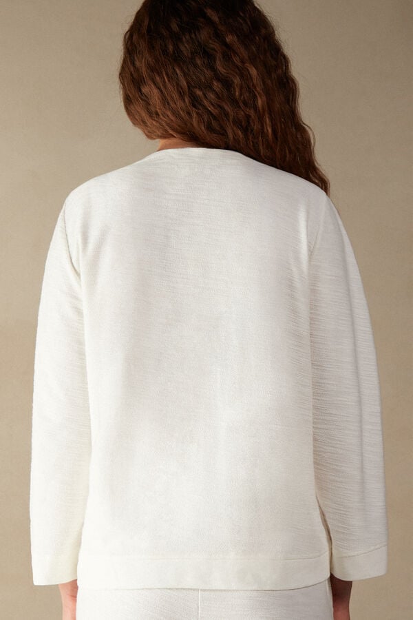 Intimssimi Soft Dreams Long Sleeve Button-Up Shirt White | SGZDE77182