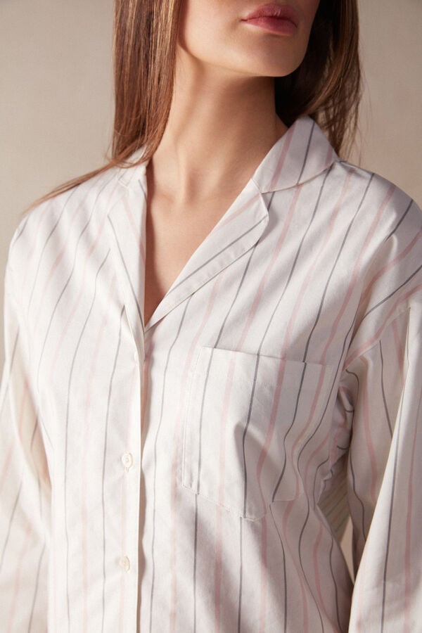 Intimssimi Soft Spring Long Sleeve Button-Up Shirt White | MSGFT50112