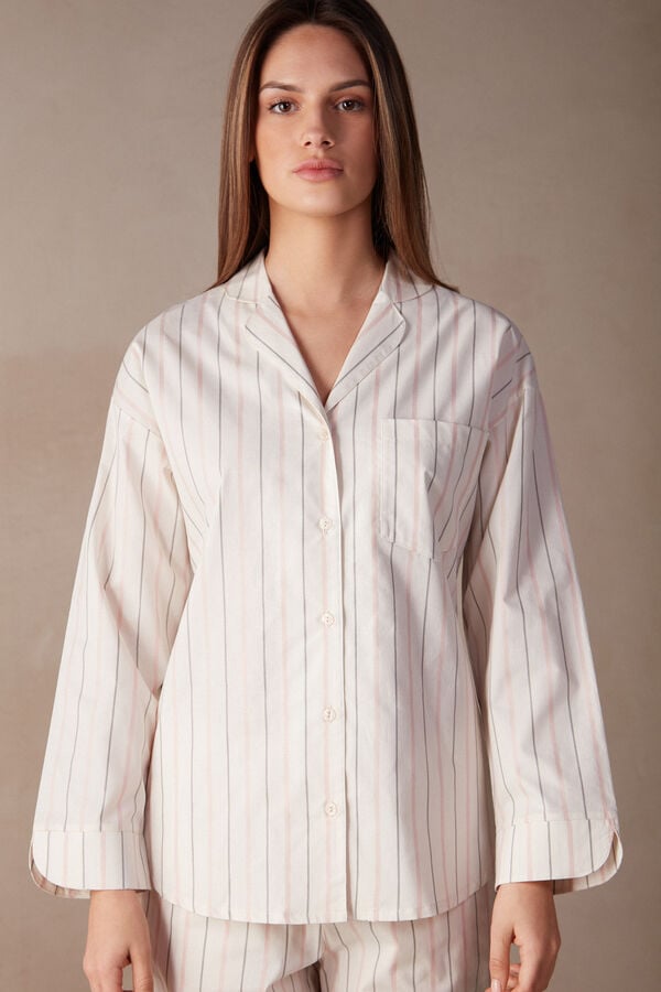 Intimssimi Soft Spring Long Sleeve Button-Up Shirt White | MSGFT50112