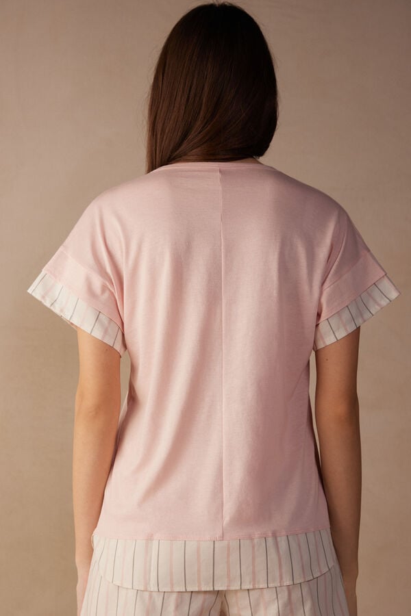 Intimssimi Soft Spring Short Sleeve Cotton T-Shirt Pale Pink | LSGSX78059