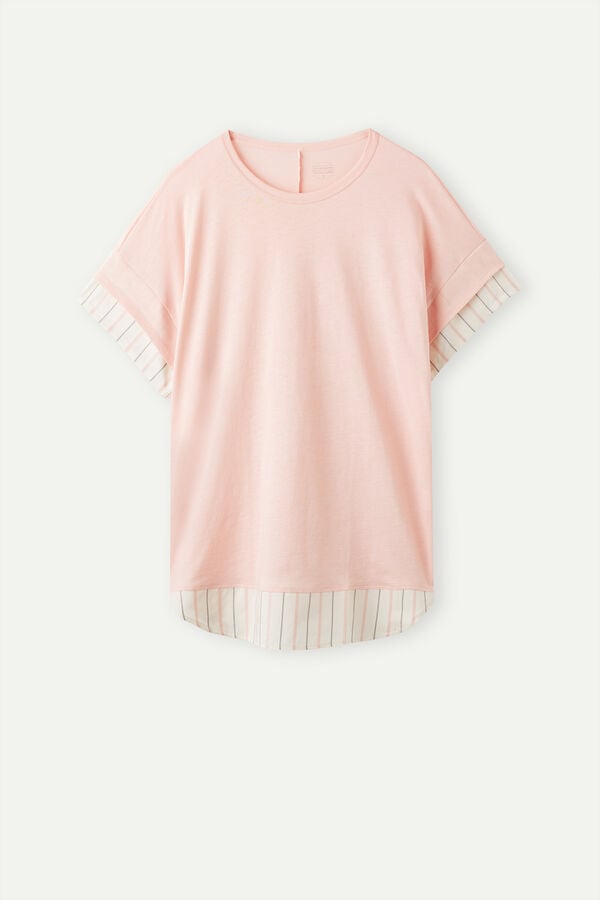 Intimssimi Soft Spring Short Sleeve Cotton T-Shirt Pale Pink | LSGSX78059