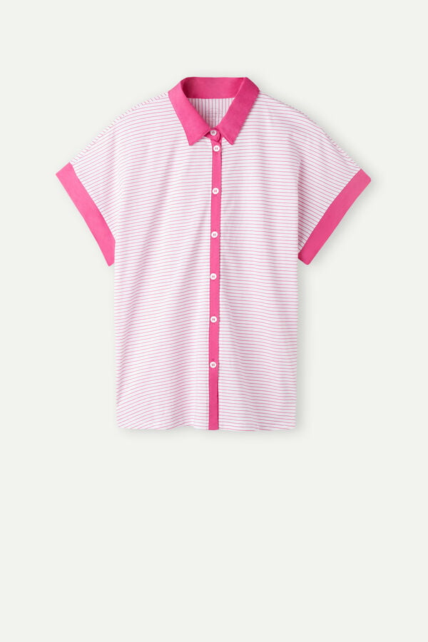 Intimssimi Strawberry Milkshake Short Sleeve Top in Supima® Ultrafresh Cotton Pink | TSGWZ96290