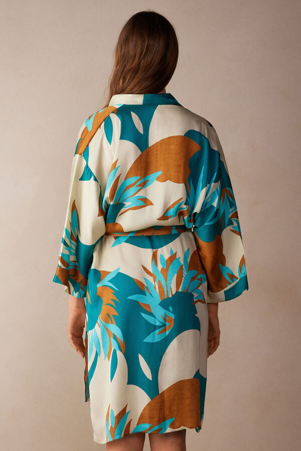 Intimssimi Summer Vibes Viscose Satin Kimono Multicolor | SGJKU55890