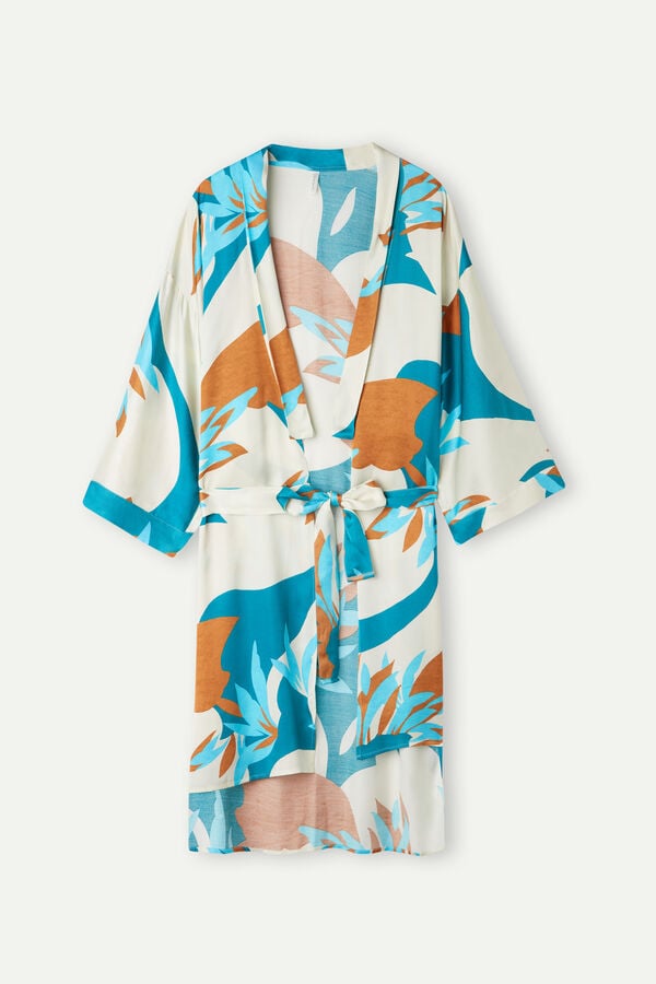 Intimssimi Summer Vibes Viscose Satin Kimono Multicolor | SGJKU55890