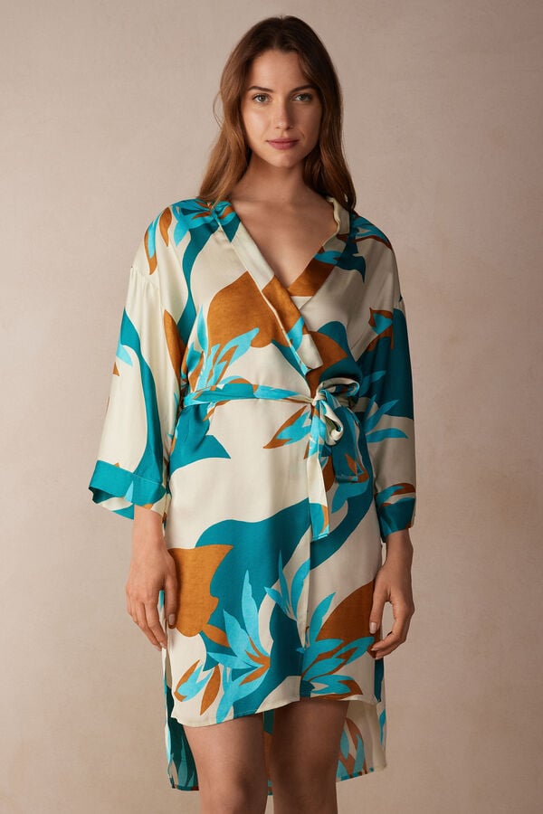 Intimssimi Summer Vibes Viscose Satin Kimono Multicolor | SGJKU55890