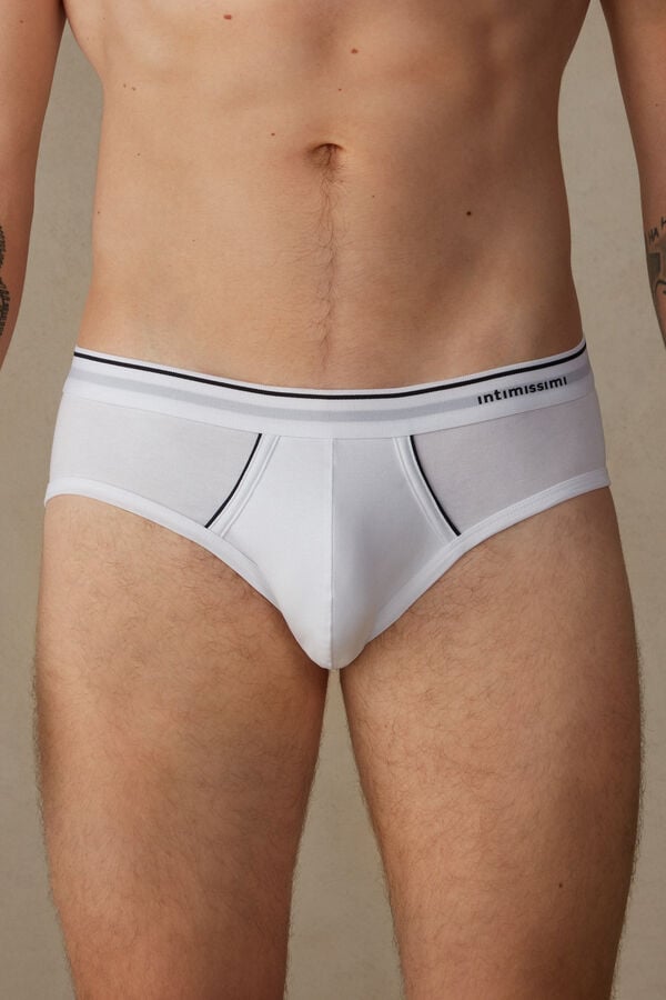 Intimssimi Supima Cotton Briefs with Visible Elastic White | SGIIZ51184