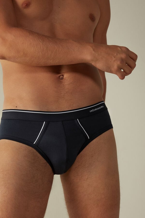 Intimssimi Supima Cotton Briefs with Visible Elastic Blue | SGZPD54089