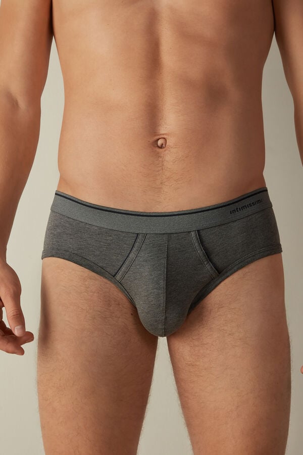 Intimssimi Supima Cotton Briefs with Visible Elastic Dark Grey | ZSGNQ56806