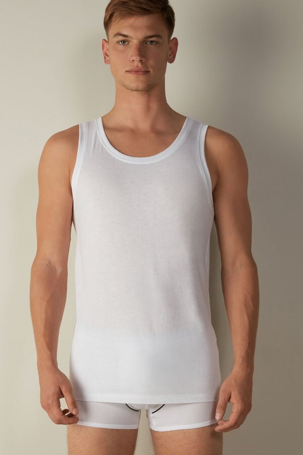 Intimssimi Supima Cotton Crew Neck Tank Top White | SGDFL72843