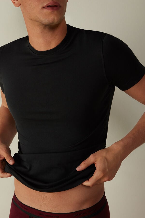 Intimssimi T-shirt in Stretch Supima® Cotton Black | SGDYB14593