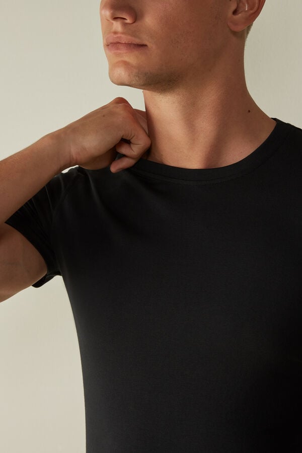 Intimssimi T-shirt in Stretch Supima® Cotton Black | SGDYB14593