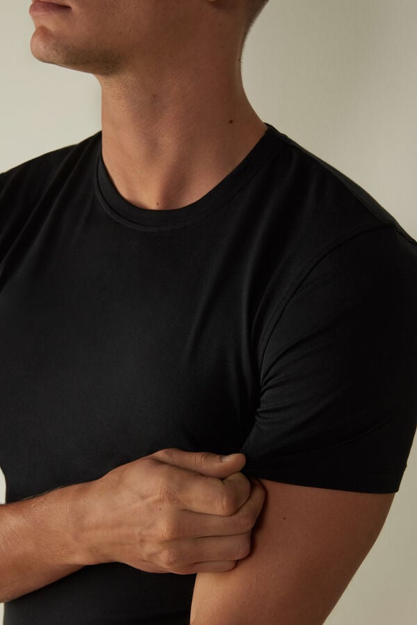 Intimssimi T-shirt in Stretch Supima® Cotton Black | SGDYB14593