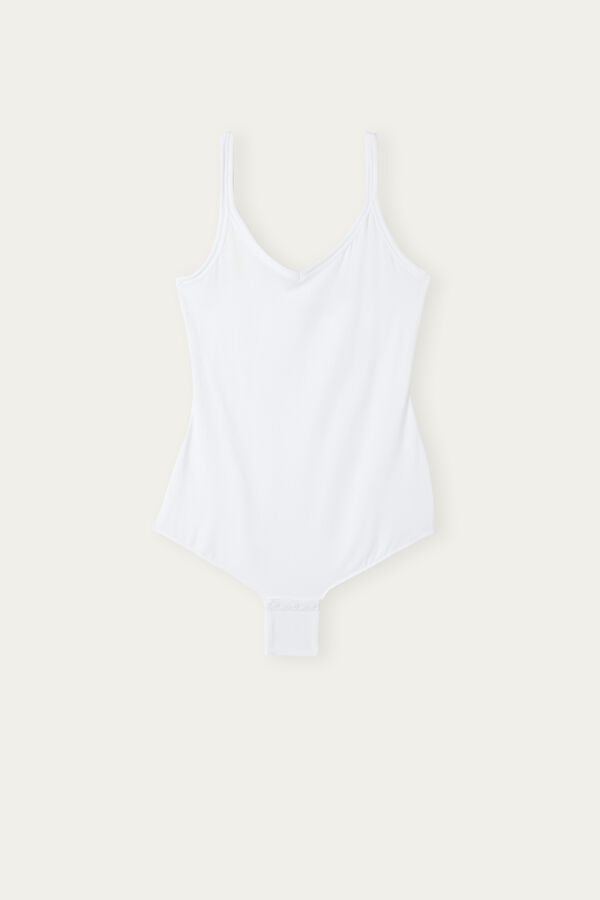 Intimssimi Tank Style Bodysuit in Supima® Ultralight Cotton White | SGDFL53935