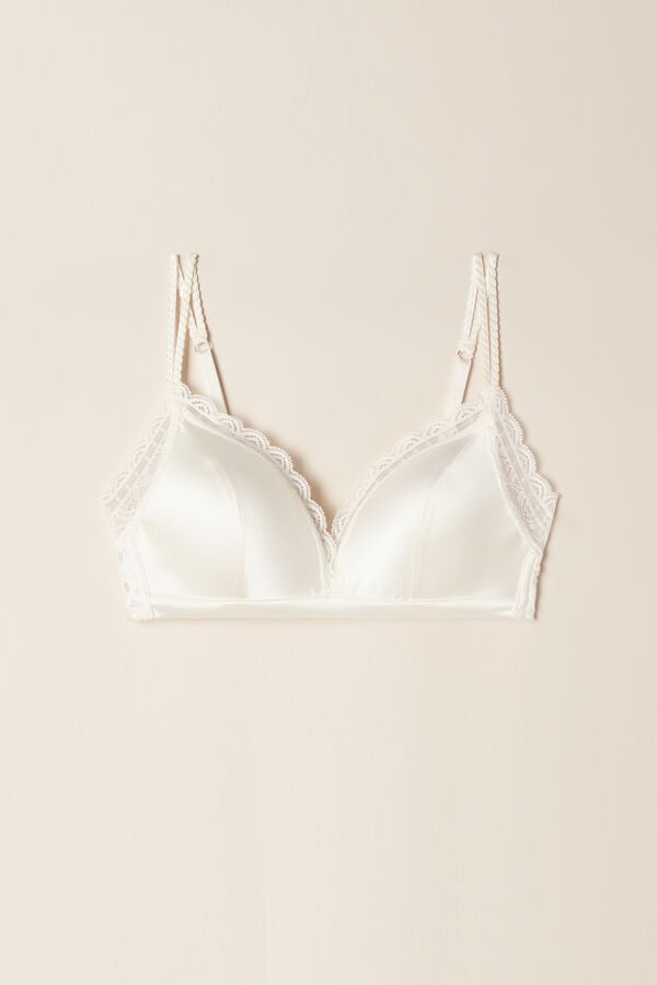 Intimssimi Tiziana Silk and Lace Triangle Bra White | SGEGJ33968