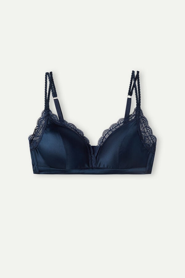 Intimssimi Tiziana Silk and Lace Triangle Bra Blue | SGJVR94388