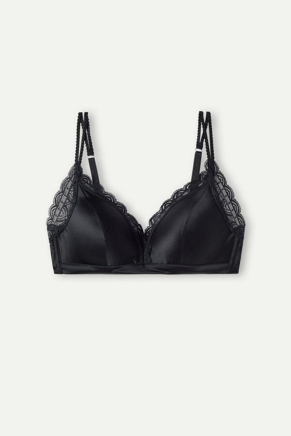 Intimssimi Tiziana Silk and Lace Triangle Bra Black | SGQCS27564