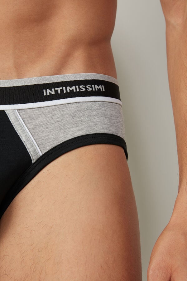 Intimssimi Two-Tone Stretch Supima® Cotton Briefs Black | ZSGNQ17747