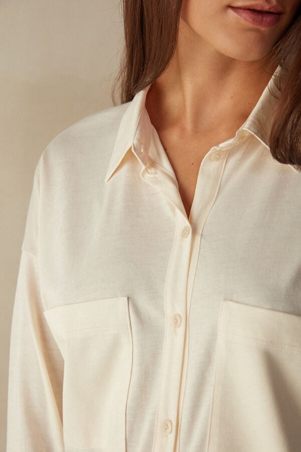 Intimssimi Urban Nomad Cotton Shirt White | QSGWA86012