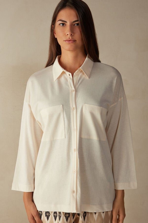 Intimssimi Urban Nomad Cotton Shirt White | QSGWA86012