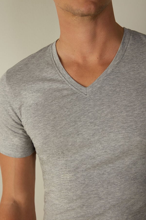 Intimssimi V-neck T-shirt in Stretch Supima® Cotton Grey | SGCIF28757