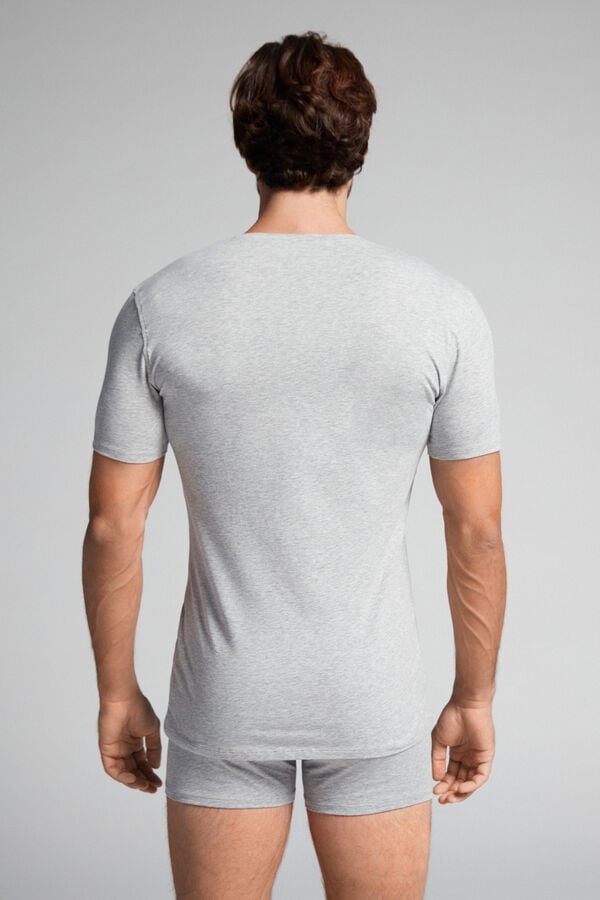 Intimssimi V-neck T-shirt in Stretch Supima® Cotton Grey | SGCIF28757