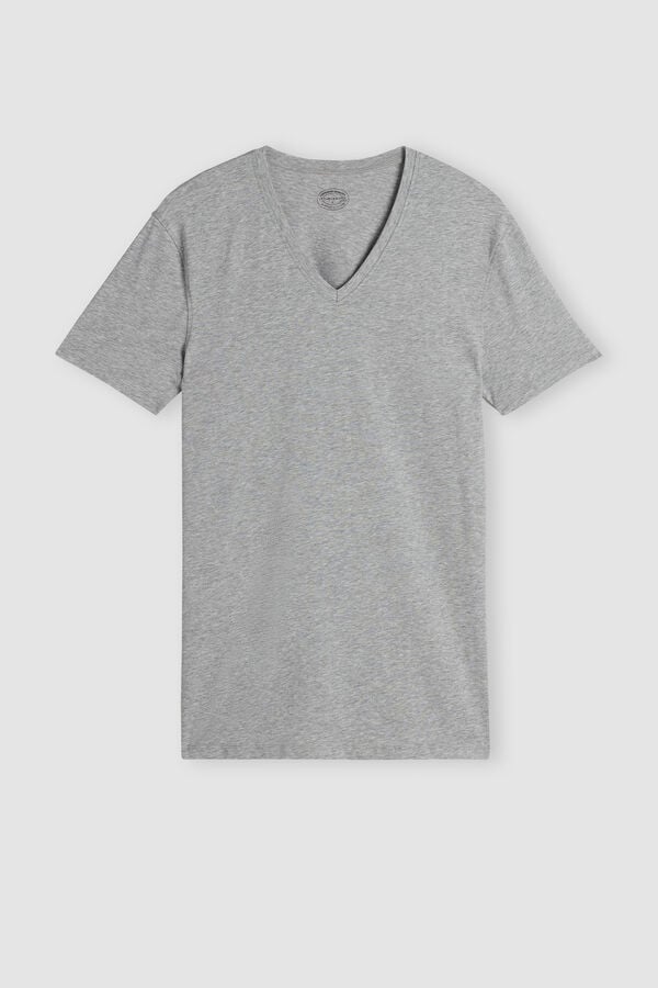 Intimssimi V-neck T-shirt in Stretch Supima® Cotton Grey | SGCIF28757