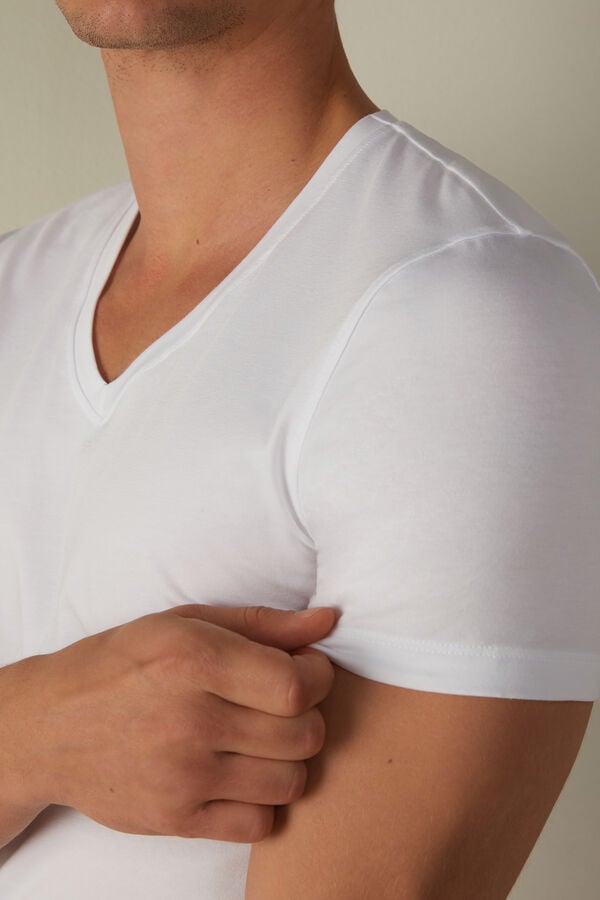 Intimssimi V-neck T-shirt in Stretch Supima® Cotton White | XSGGW64425