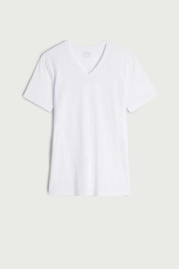 Intimssimi V-neck T-shirt in Stretch Supima® Cotton White | XSGGW64425